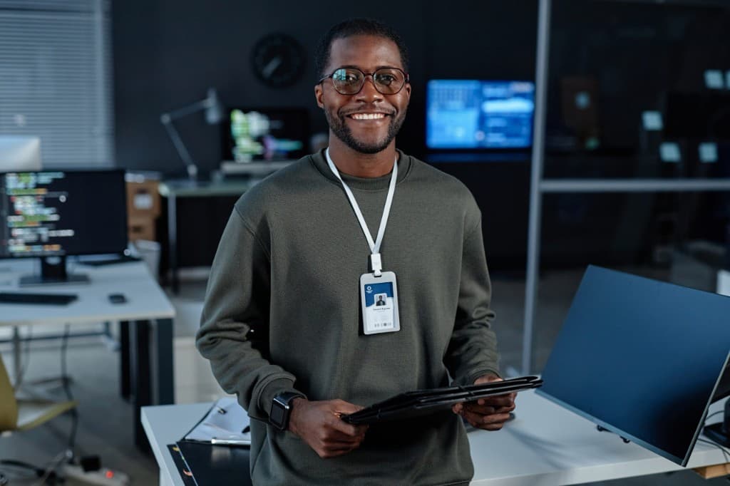 Branxl Academy learner in a tech office environment